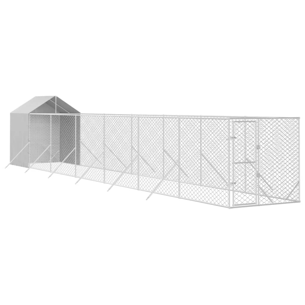 vidaXL Canil de exterior com teto 2x14x2,5 m aço galvanizado prateado