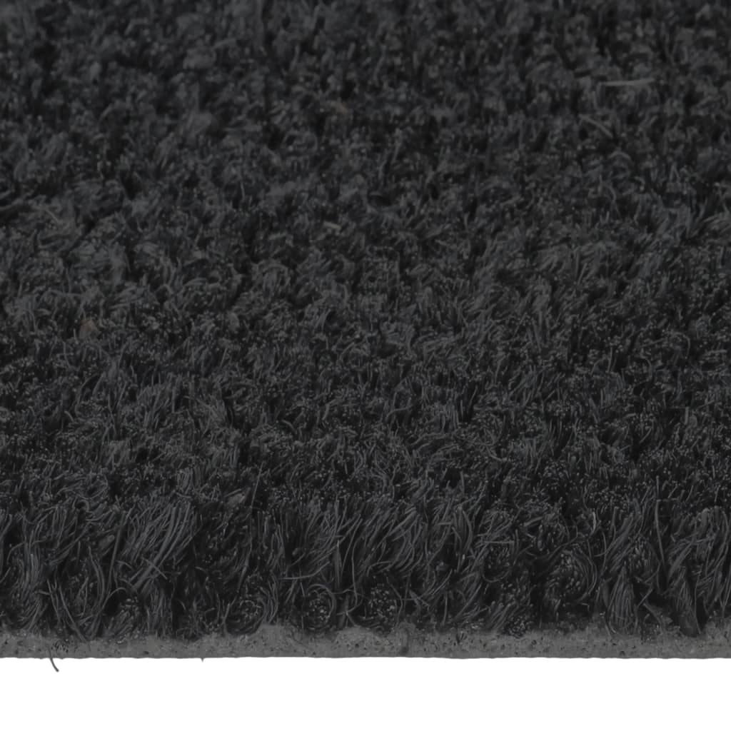 vidaXL Tapete de porta semicircular 40x60 cm fibra coco tufada preto