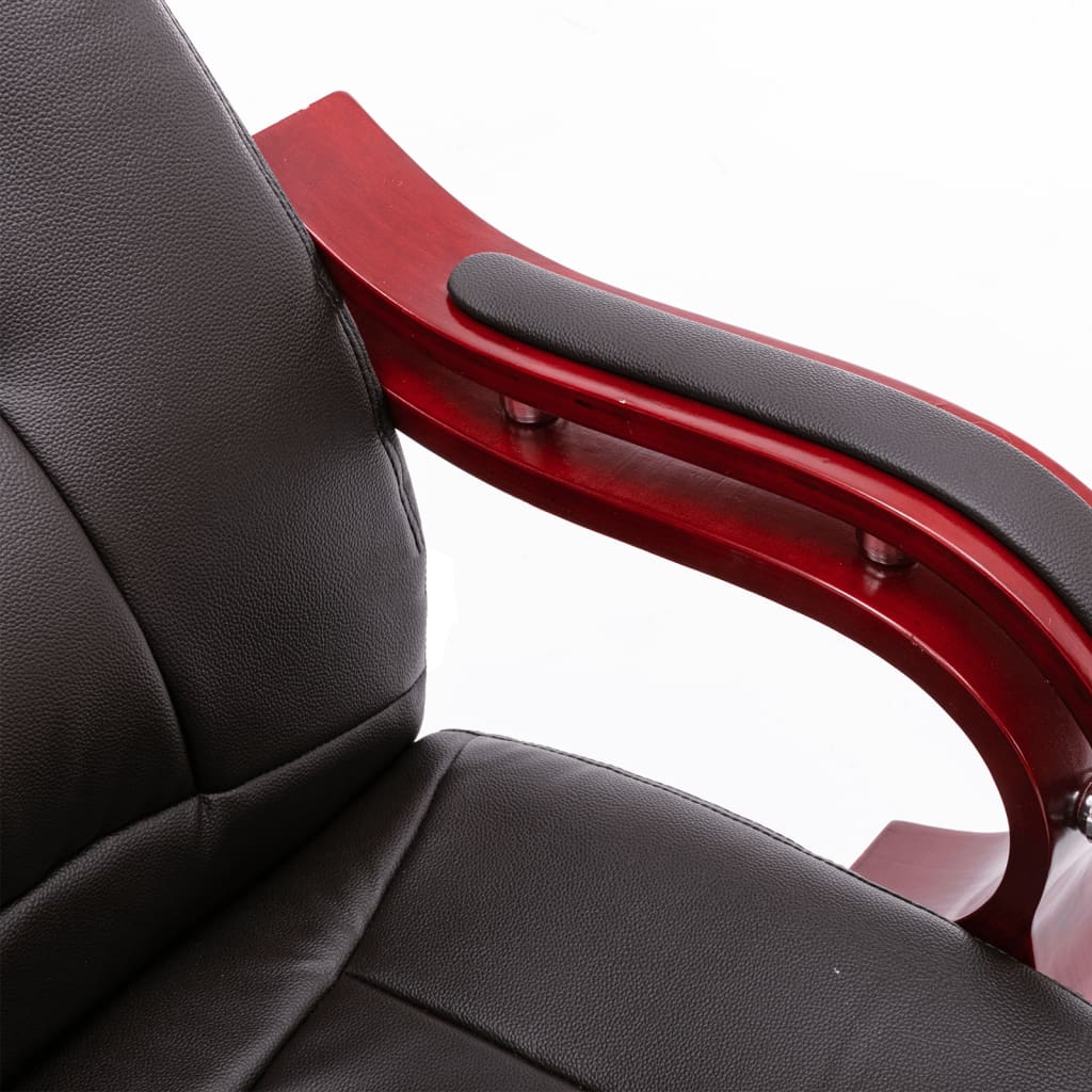vidaXL Cadeira escritório c/ função massagem couro genuíno castanho