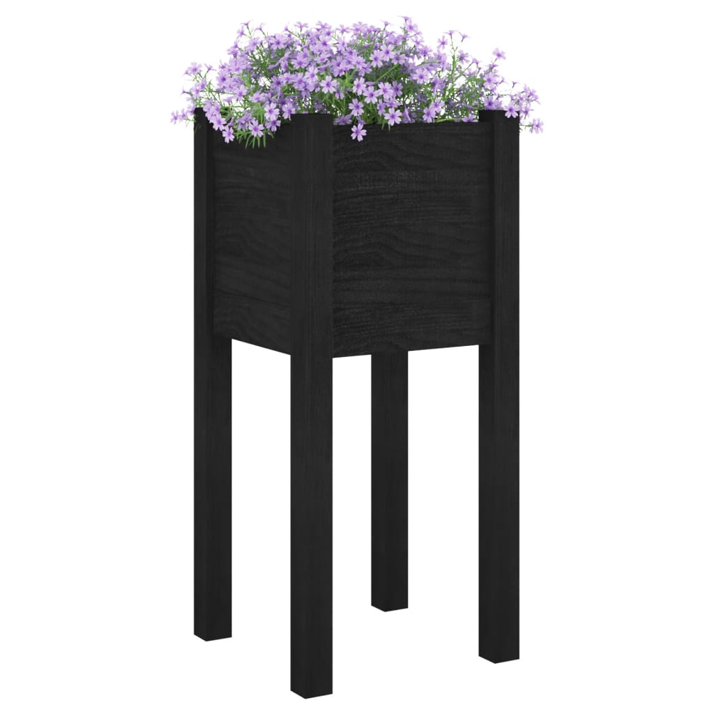 vidaXL Vaso/floreira de jardim 31x31x70 cm pinho maciço preto