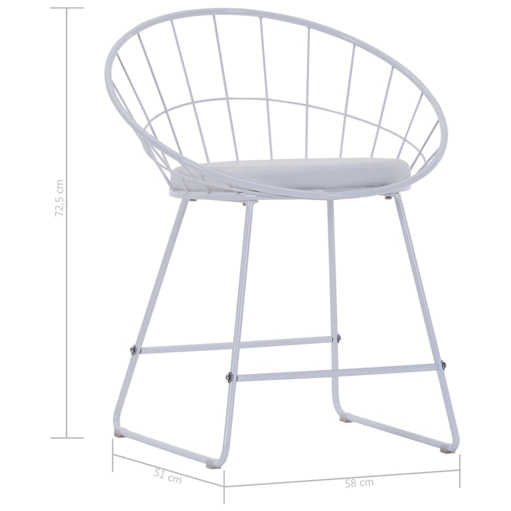 vidaXL Cadeiras jantar c/ assentos em couro artificial 2 pcs aço branco