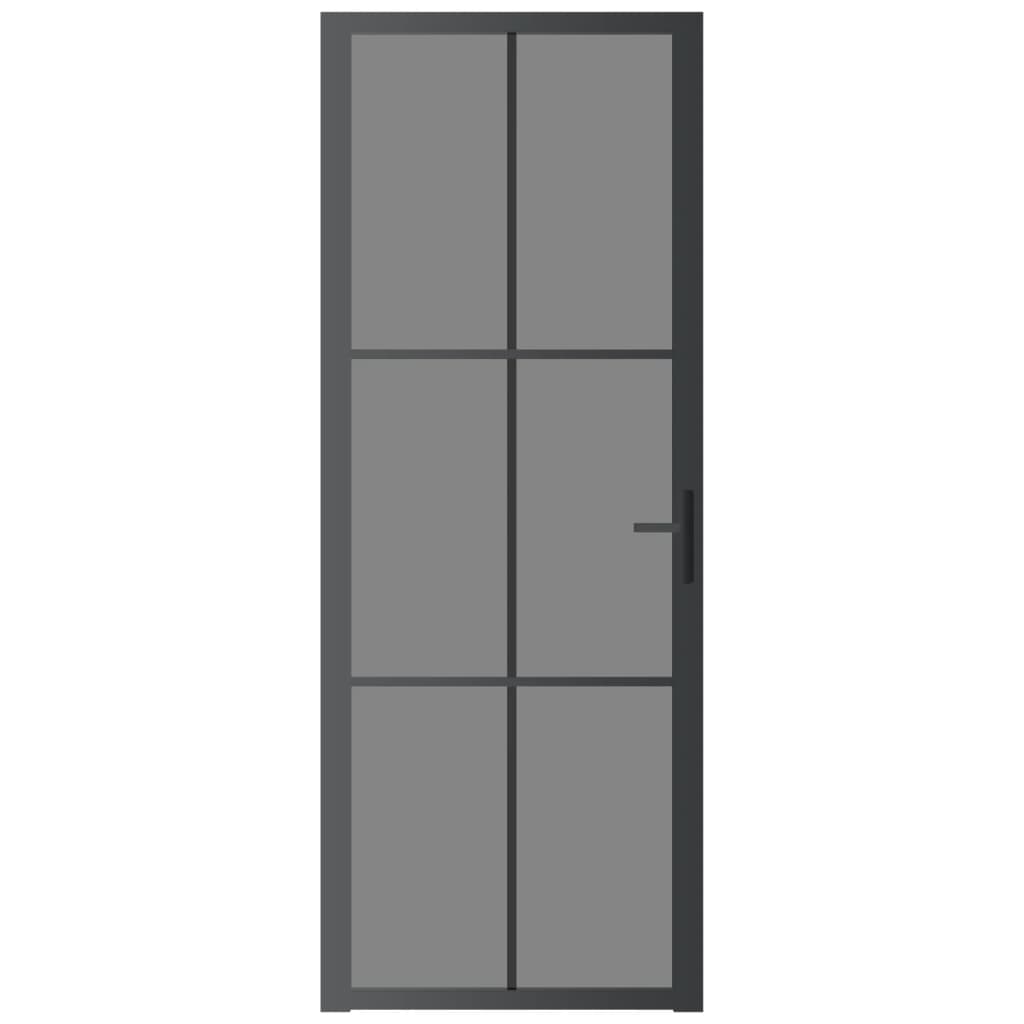 vidaXL Porta interior 76x201,5 cm vidro ESG e alumínio preto