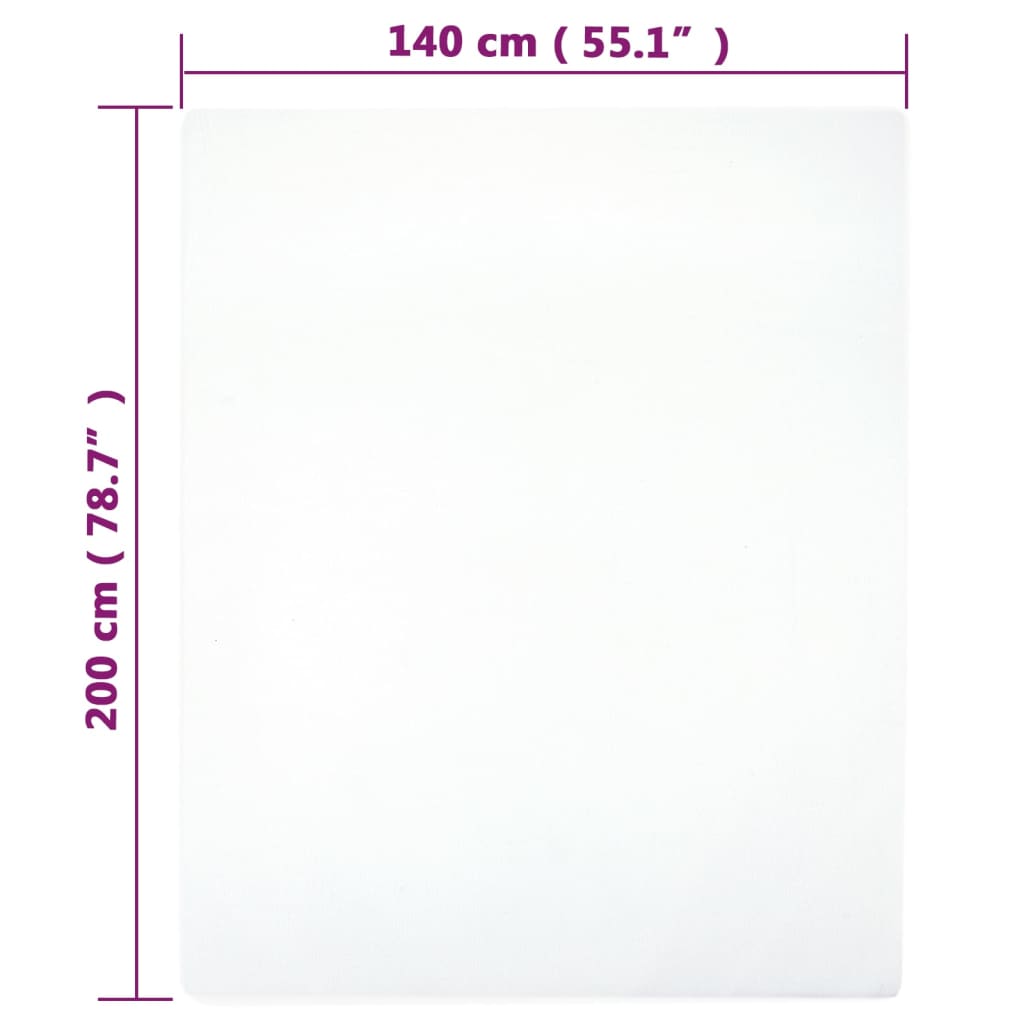 vidaXL Lençóis ajustáveis 2 pcs 140x200 cm algodão jersey branco