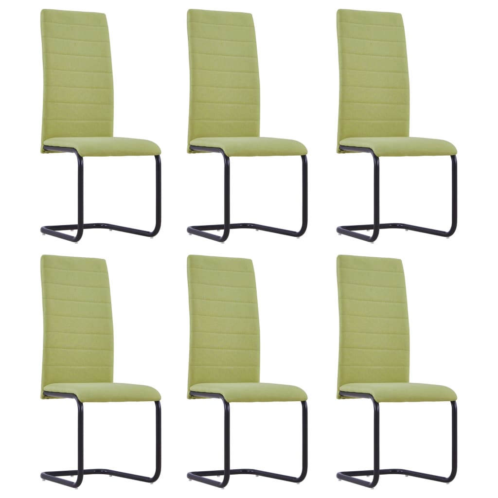 vidaXL Cadeiras de jantar cantilever 6 pcs tecido verde