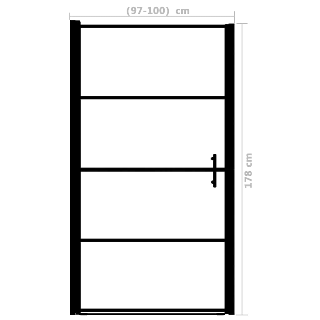 vidaXL Porta de chuveiro vidro fosco temperado 100x178 cm preto