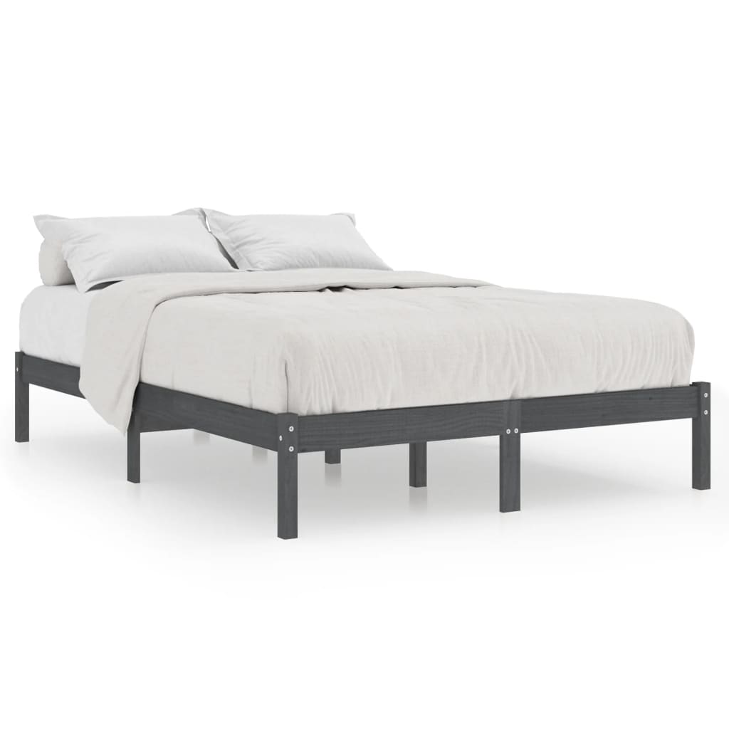 vidaXL Estrutura de cama em pinho maciço 160x200 cm cinzento