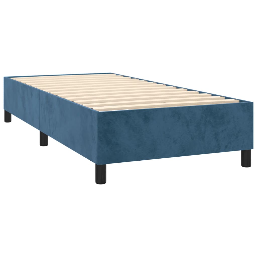 vidaXL Estrutura de cama com molas 90x200 cm veludo azul-escuro