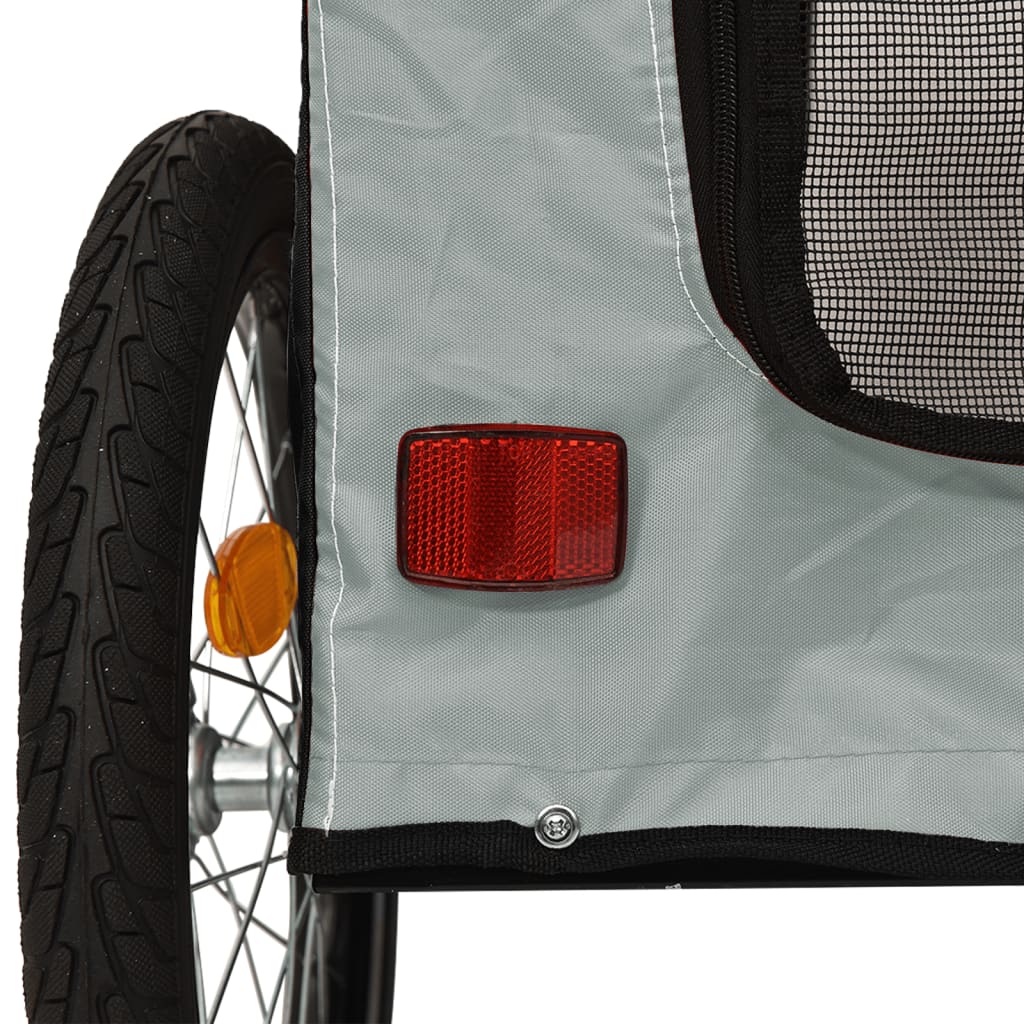vidaXL Reboque bicicleta p/ animais tecido oxford/ferro preto e cinza