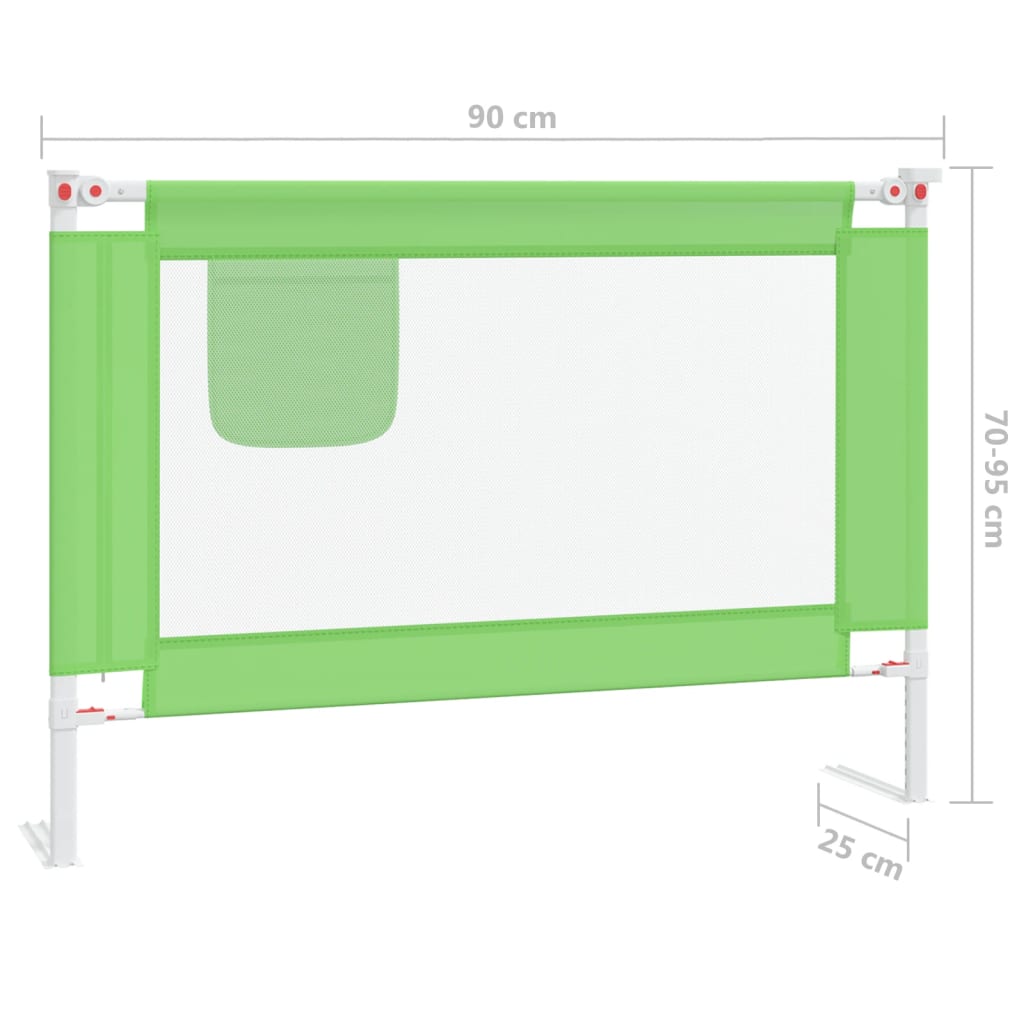 vidaXL Barra de segurança p/ cama infantil tecido 90x25 cm verde