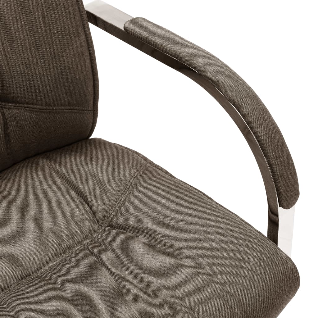vidaXL Cadeira de escritório cantilever em tecido cinzento-acastanhado
