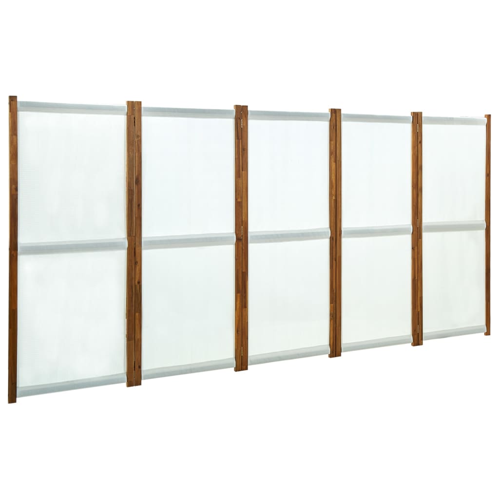 vidaXL Divisória/biombo com 5 painéis 350x170 cm branco nata