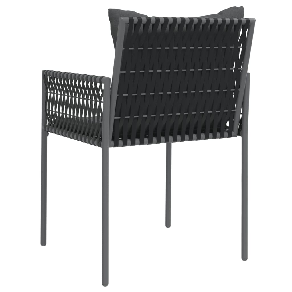 vidaXL Cadeiras jardim c/ almofadões 2 pcs 54x61x83 cm vime PE preto