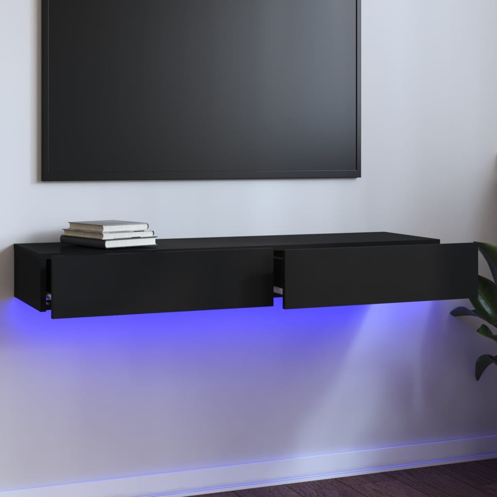 vidaXL Móvel de TV com luzes LED 120x35x15,5 cm preto