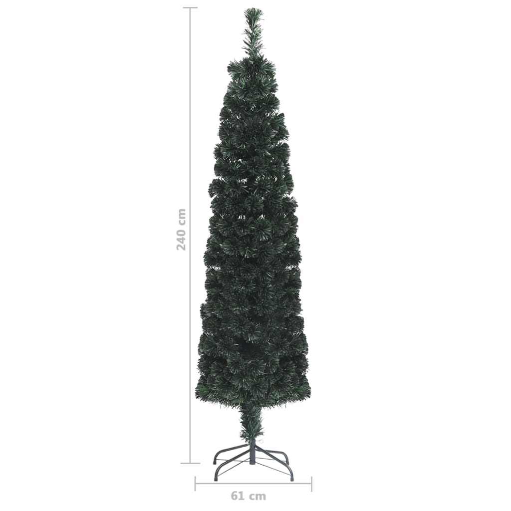 vidaXL Árvore de Natal artificial fina c/ suporte 240 cm fibra ótica