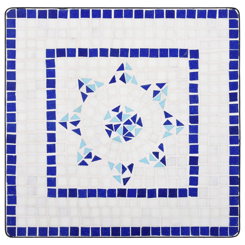 vidaXL 3 pcs conjunto bistro em mosaico azulejos cerâmica azul/branco