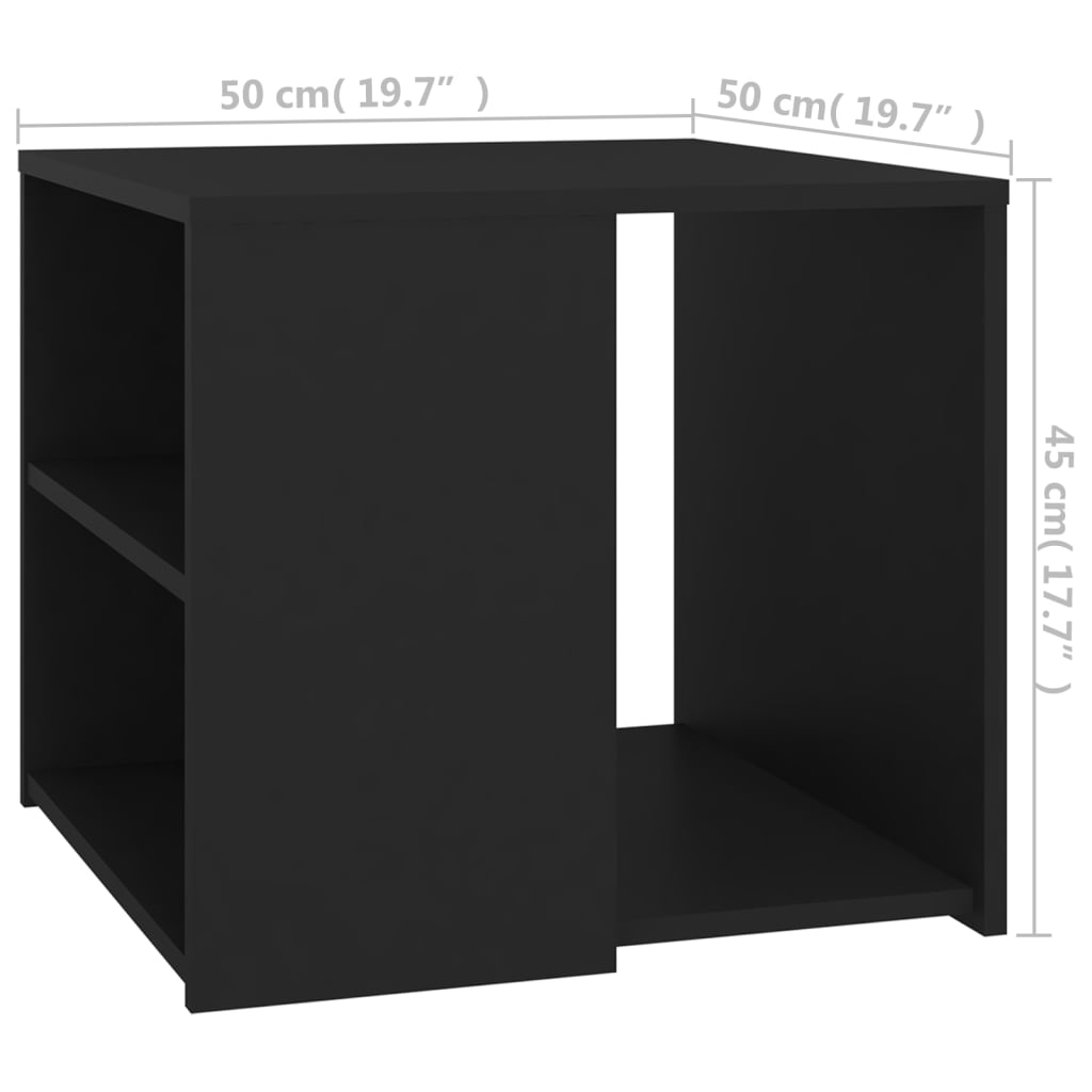 vidaXL Mesa de apoio 50x50x45 cm contraplacado preto