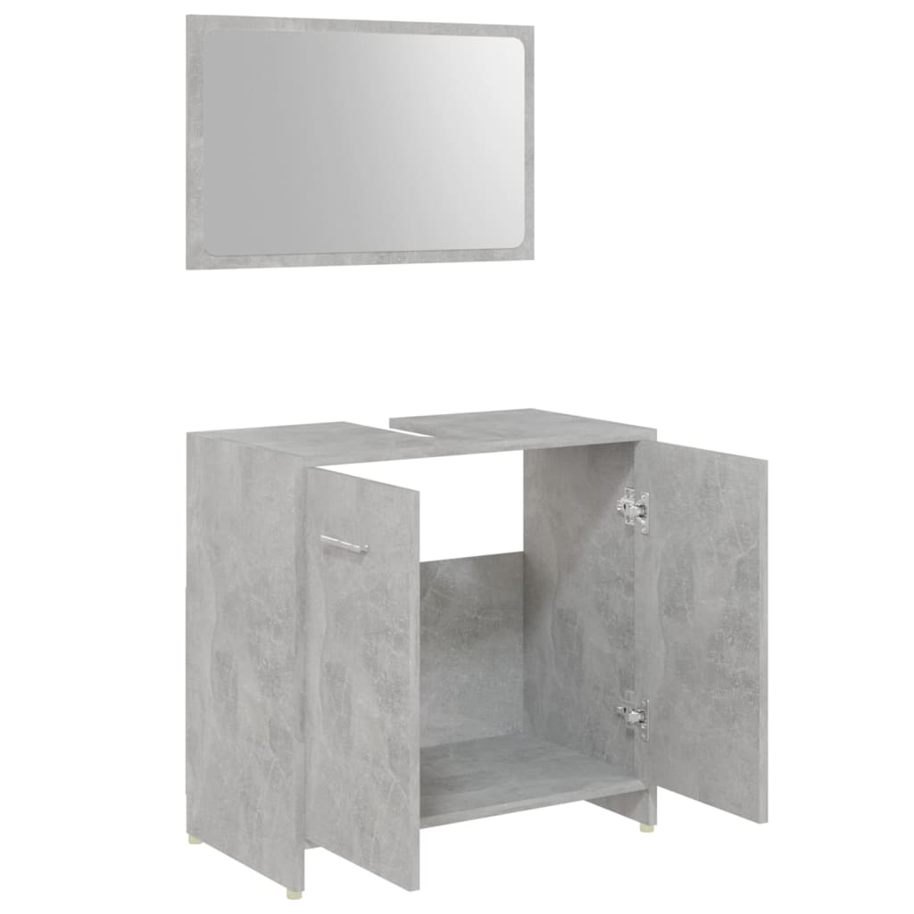 vidaXL 4 pcs conj. móveis casa de banho contraplacado cinzento cimento