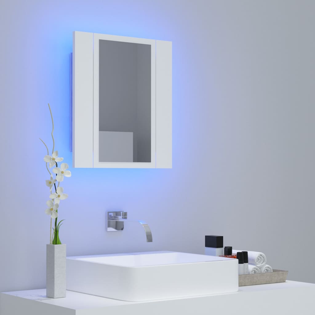 vidaXL Armário espelhado casa de banho LED 40x12x45 cm acrílico branco