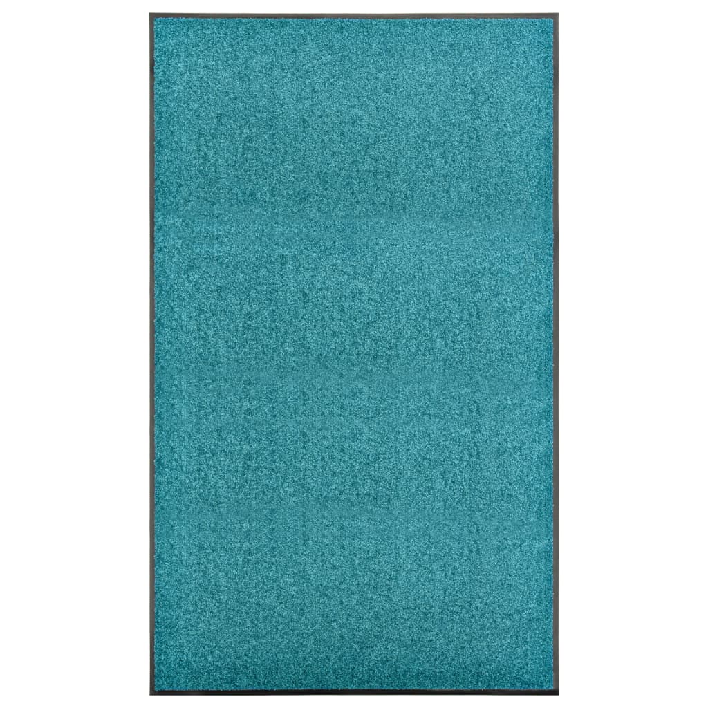 vidaXL Tapete de porta lavável 90x150 cm azul ciano