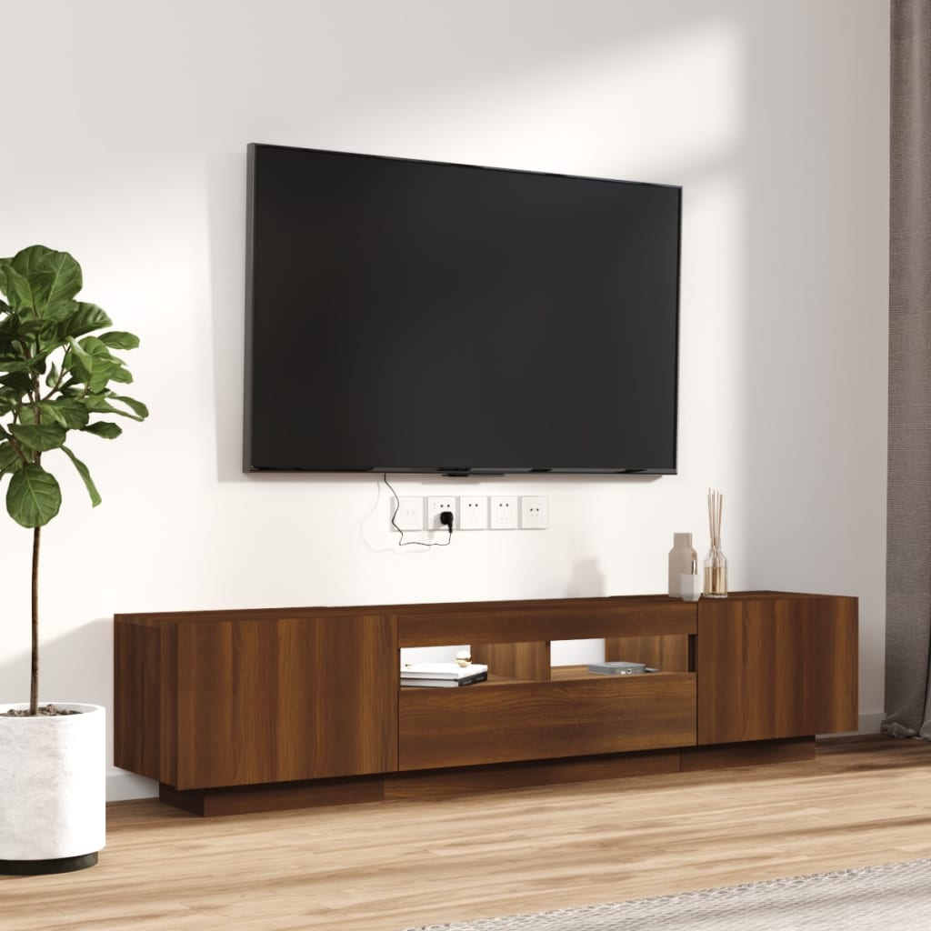 vidaXL Conjunto móveis de TV 2pcs c/ LEDs madeira carvalho castanho