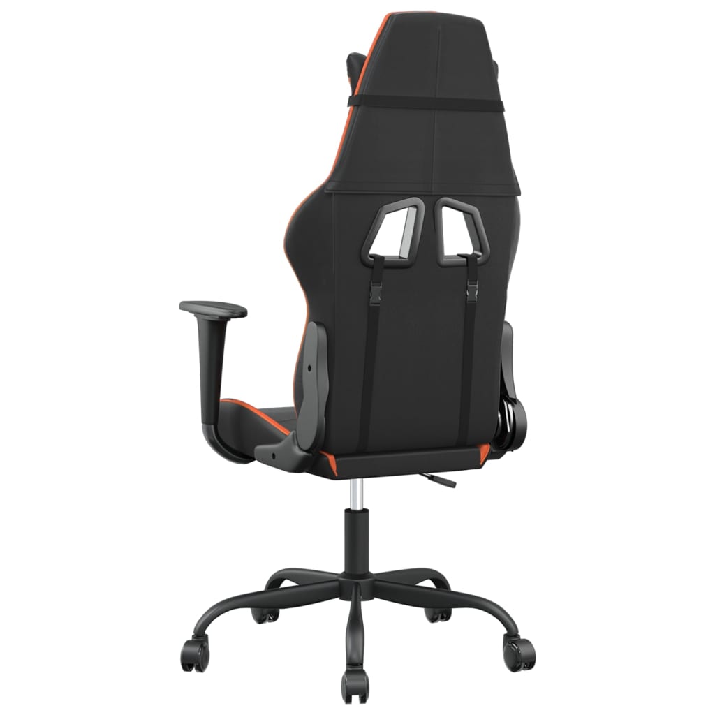 vidaXL Cadeira gaming couro artificial preto e laranja
