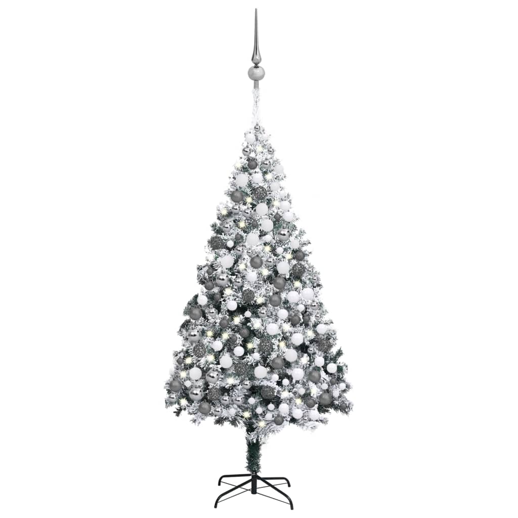vidaXL Árvore de Natal artificial c/ luzes LED/bolas/neve 300 cm verde