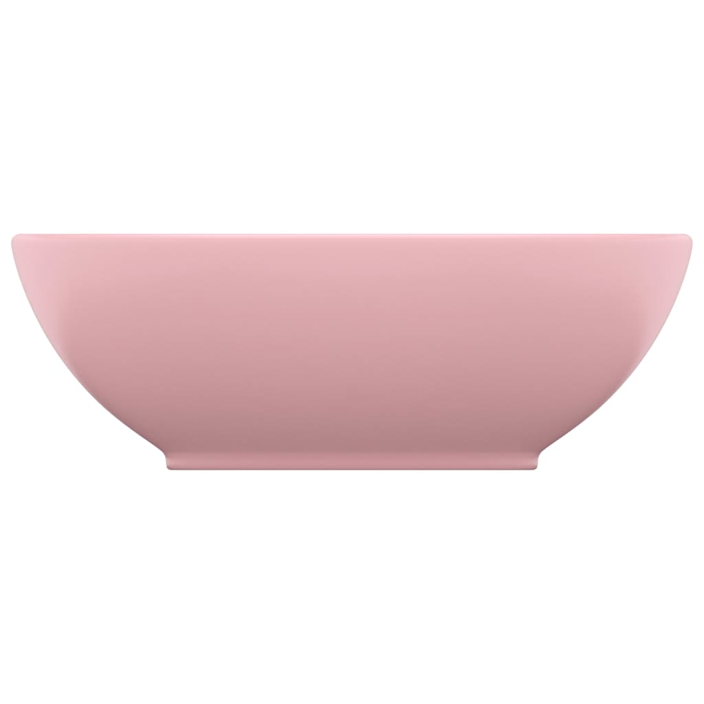 vidaXL Lavatório luxuoso formato oval 40x33 cm cerâmica rosa mate