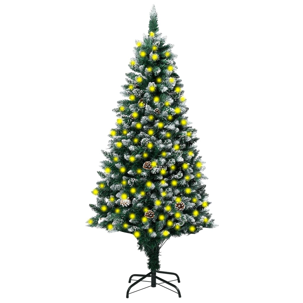 vidaXL Árvore de Natal artificial + luzes LED/pinhas/neve branca 210cm |  