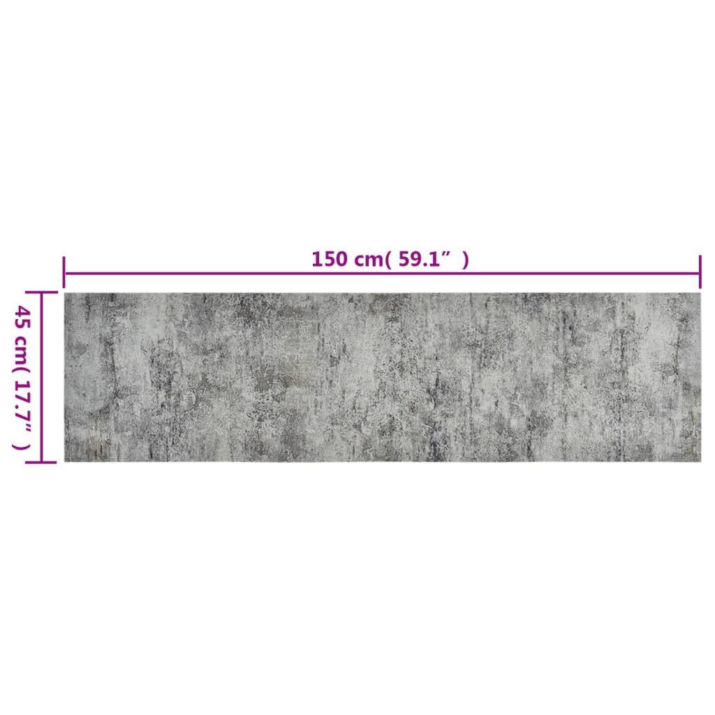 vidaXL Tapete de cozinha lavável 45x150 cm veludo padrão betão