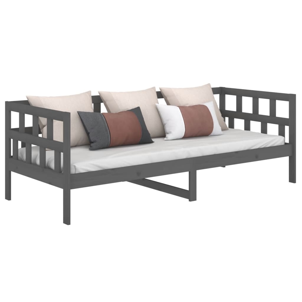 vidaXL Sofá-cama 80x200 cm madeira de pinho maciça cinzento