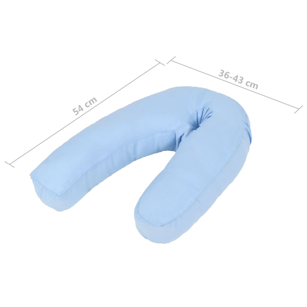 vidaXL Almofada de gravidez em forma de J 54x(36-43) cm azul