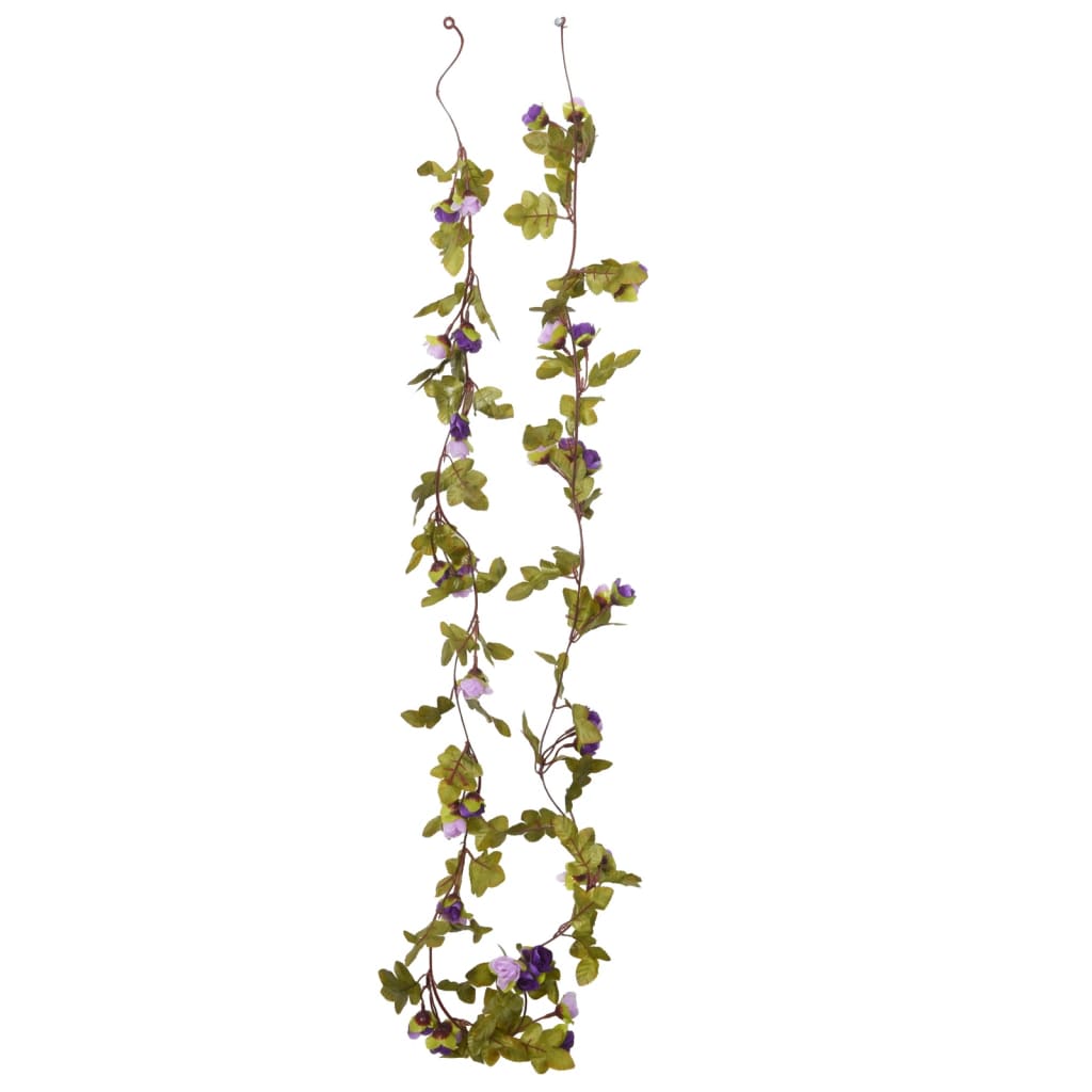 vidaXL Grinaldas de flores artificiais 6 pcs 215 cm roxo claro