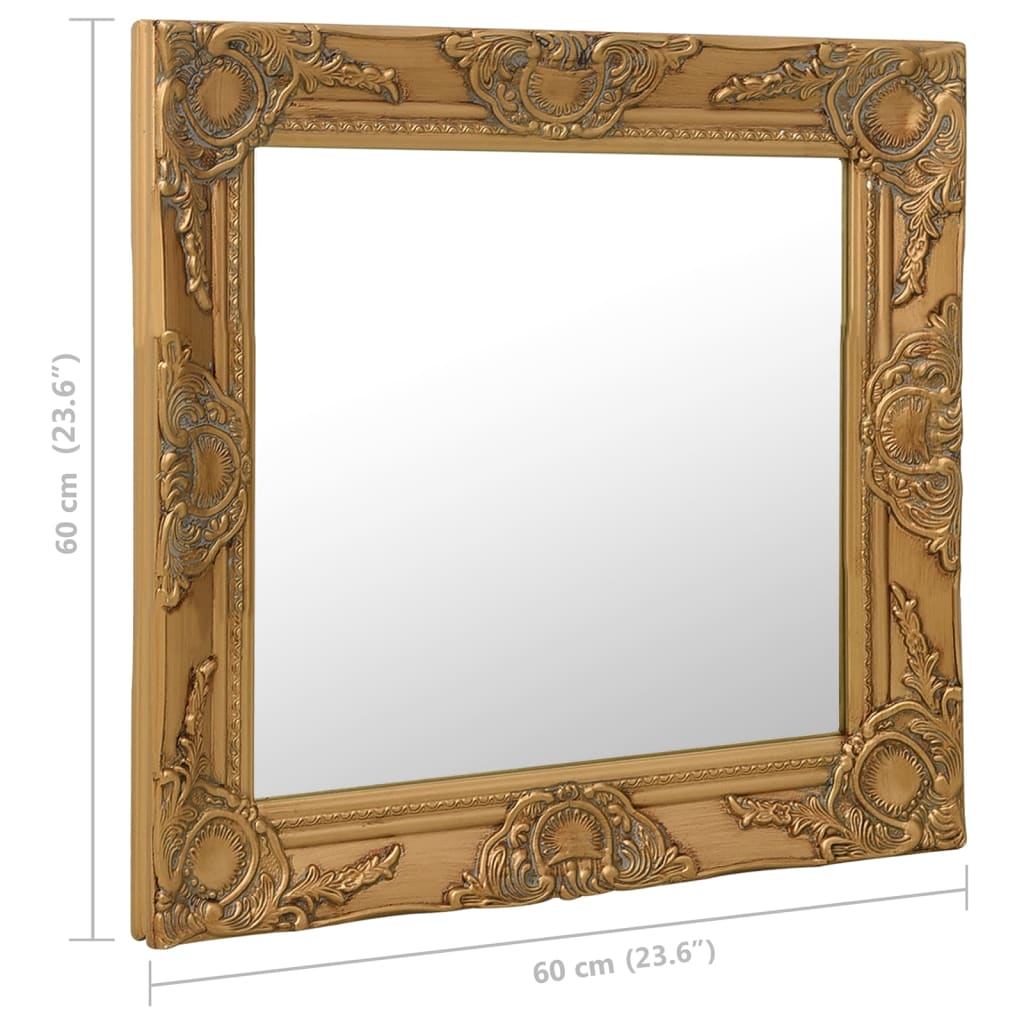 vidaXL Espelho de parede estilo barroco 60x60 cm dourado