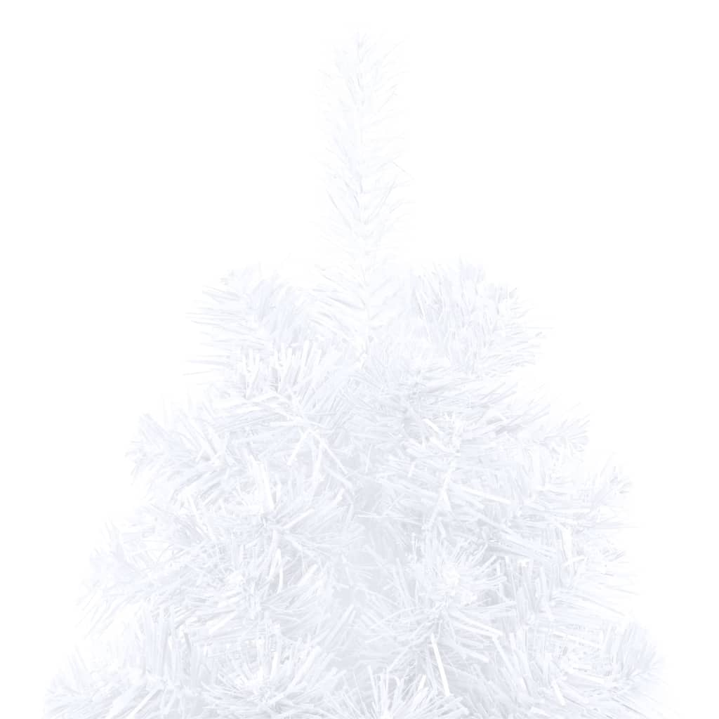 vidaXL Meia árvore Natal artificial pré-iluminada + suporte PVC branco