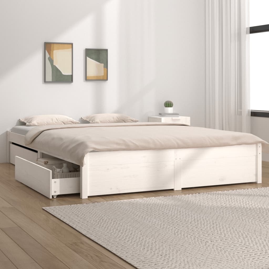 vidaXL Estrutura de cama com gavetas 140x200 cm branco