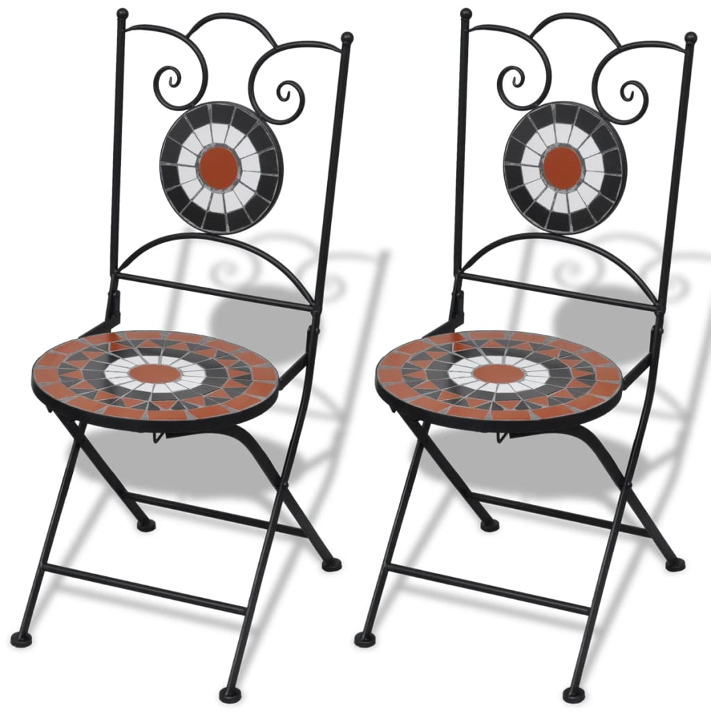 vidaXL Cadeiras de bistrô dobráveis 2 pcs cerâmica terracota e branco
