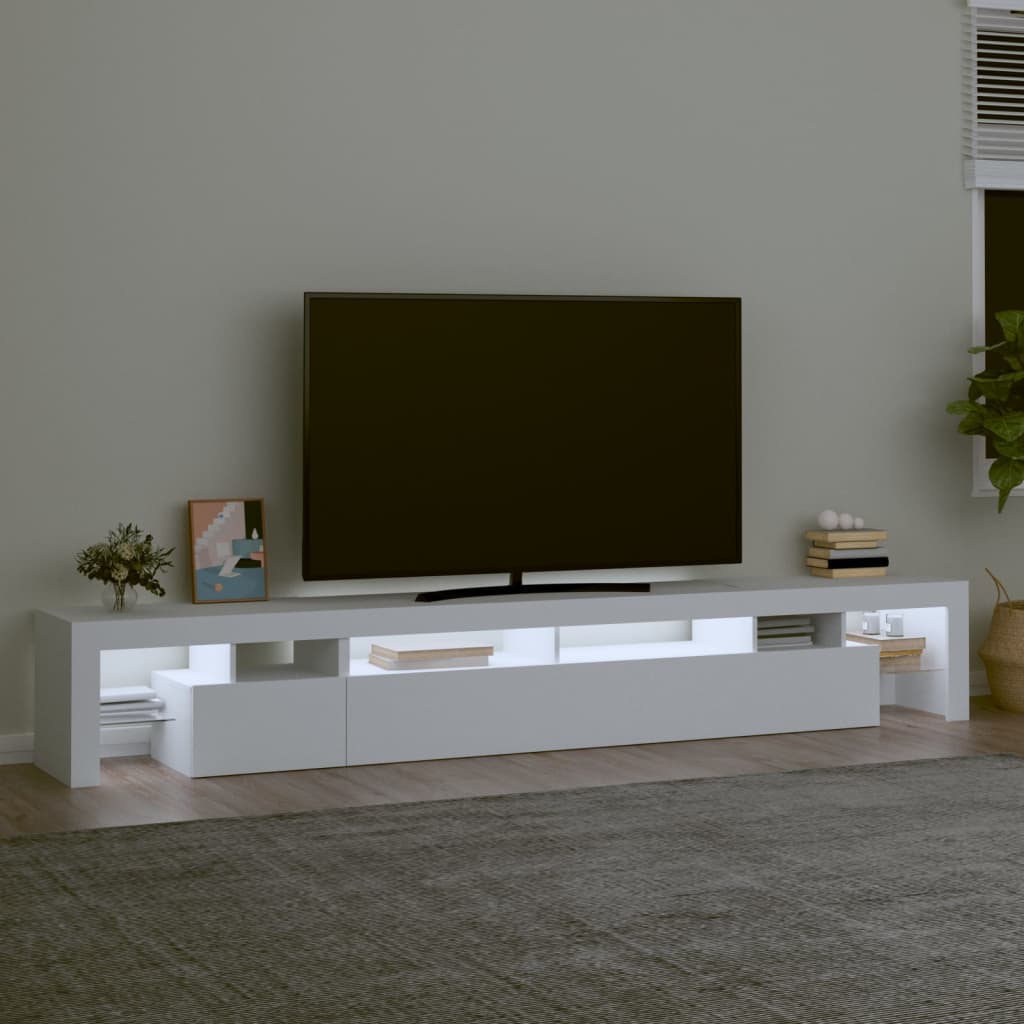 vidaXL Móvel de TV com luzes LED 260x36,5x40 cm branco