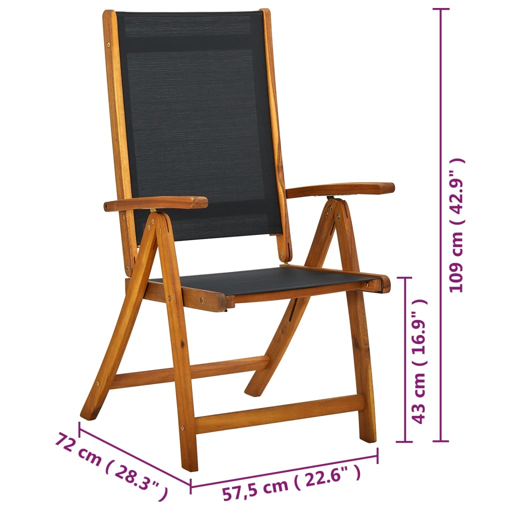 vidaXL Cadeiras de jardim dobráveis 6 pcs acácia maciça e textilene