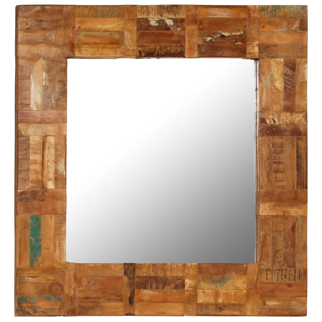 vidaXL Espelho de parede em madeira recuperada maciça 60x60 cm