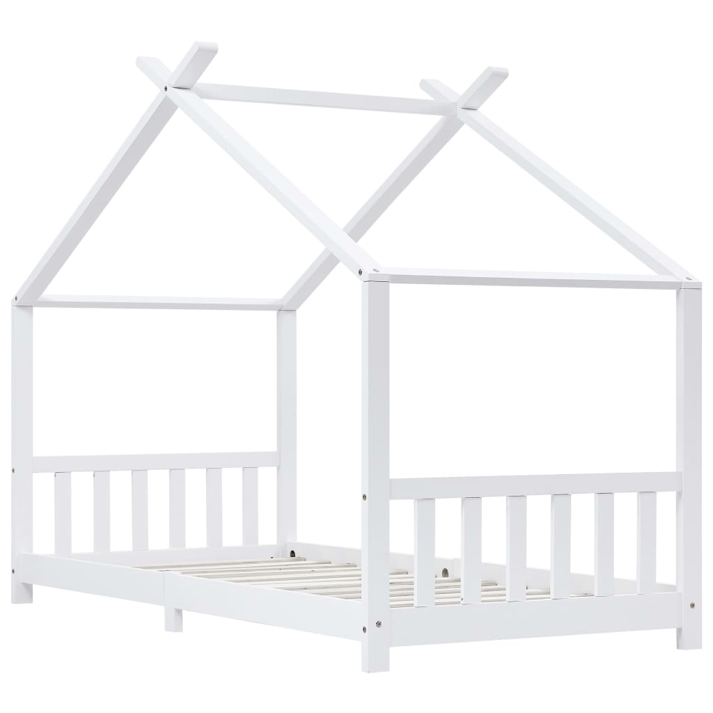 vidaXL Estrutura de cama para crianças 90x200 cm pinho maciço branco