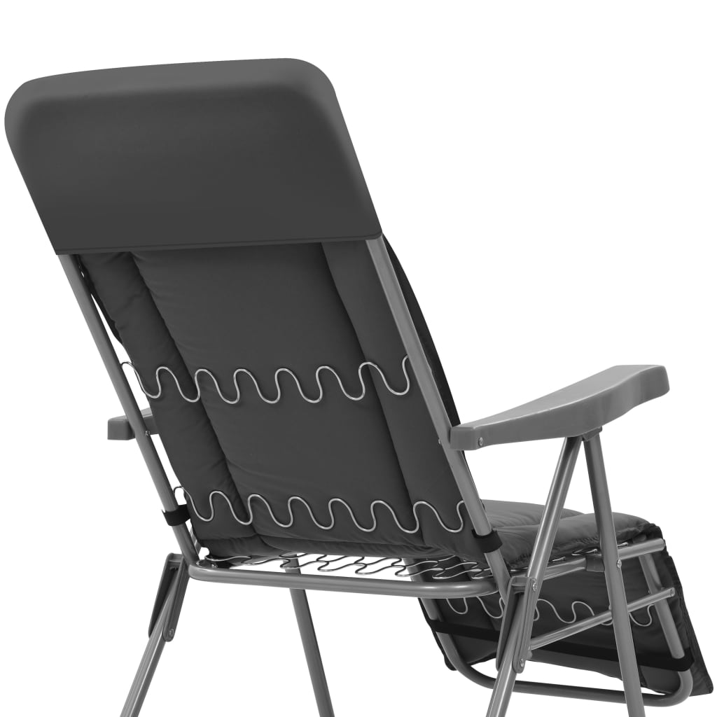 vidaXL Cadeiras de jardim dobráveis com almofadões 2 pcs cinzento