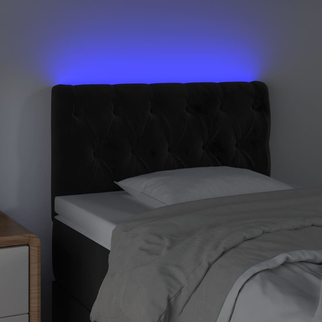 vidaXL Cabeceira de cama c/ luzes LED veludo 80x7x78/88 cm preto