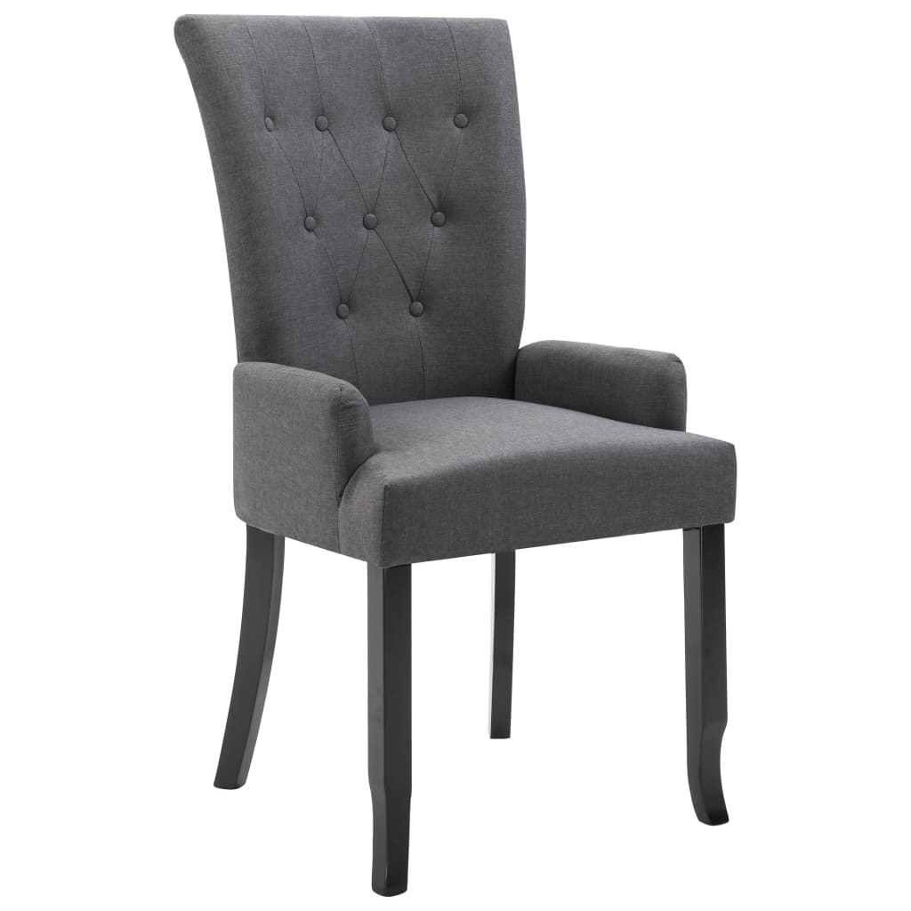 vidaXL Cadeira de jantar com apoio de braços tecido cinzento-escuro