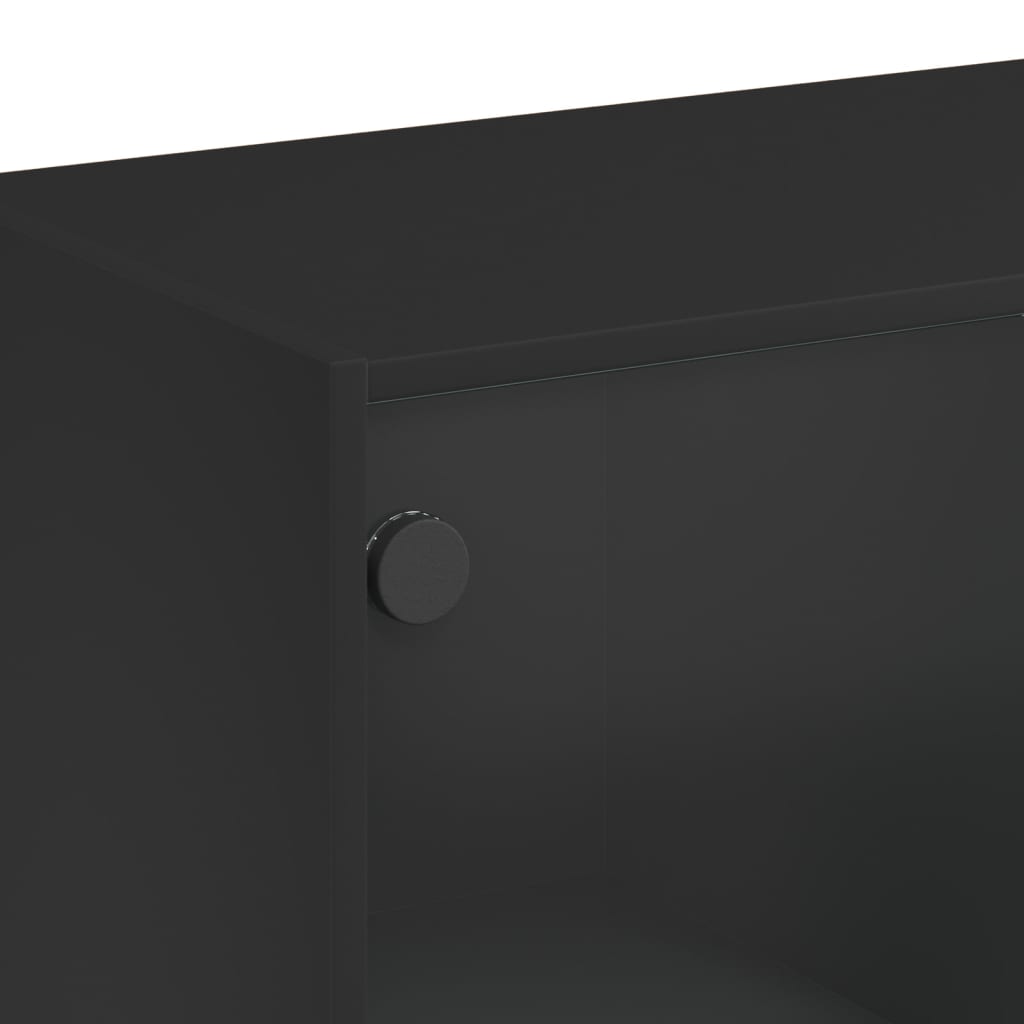 vidaXL Armário de apoio c/ portas de vidro 68x37x75,5 cm preto
