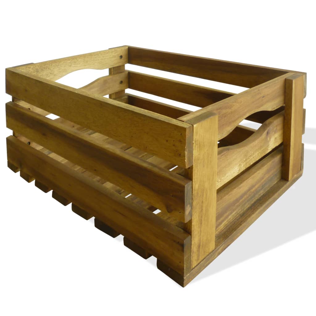 vidaXL Conjunto de caixas para maçãs 2 pcs madeira de acácia maciça