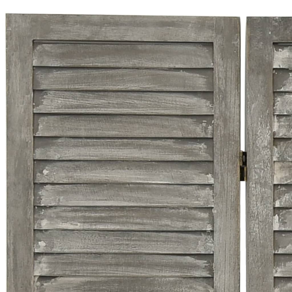 vidaXL Biombo com 5 painéis 179x166 cm madeira maciça cinzento