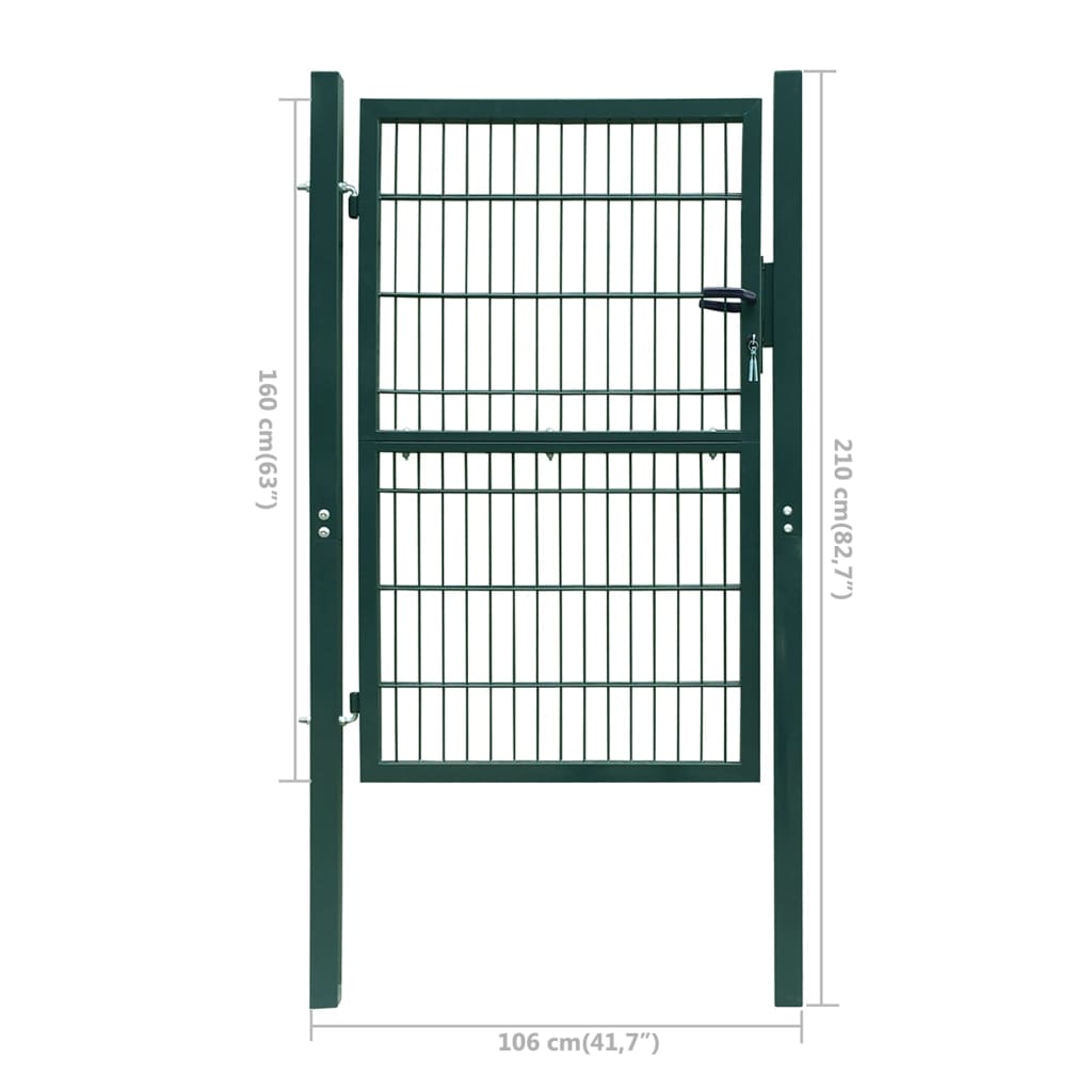 vidaXL Portão de cerca (individual) 2D 106x210 cm verde