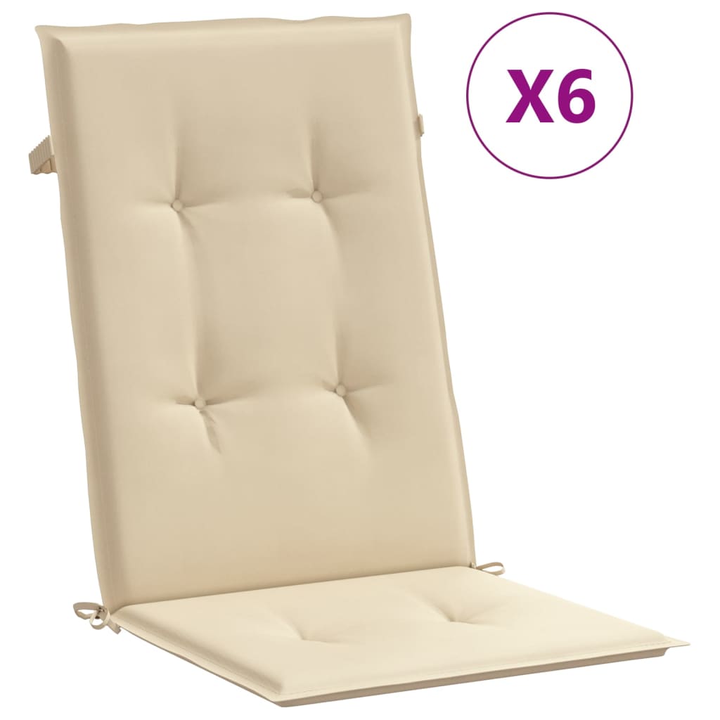 vidaXL Almofadões para cadeiras altas de jardim 6 pcs tecido bege
