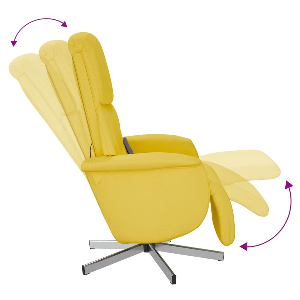 vidaXL Cadeira de massagens reclinável c/ apoio de pés tecido amarelo