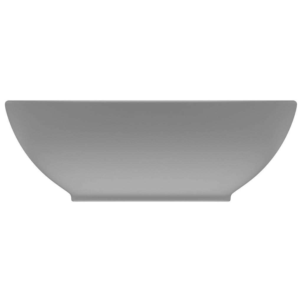 vidaXL Lavatório luxuoso oval 40x33cm cerâmica cinzento-claro mate